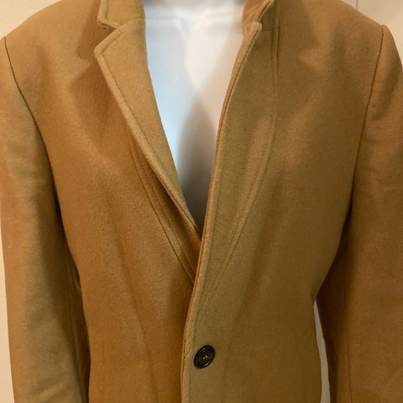 Zara Wool Blend Collared Classic  Camel Coat Medium - Picture 4 of 11
